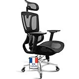 ✅𝐒𝐨𝐮𝐭𝐢𝐞𝐧 𝐃𝐨𝐫𝐬𝐚𝐥 𝐞𝐭 𝐋𝐨𝐦𝐛𝐚𝐢𝐫𝐞 𝐃𝐲𝐧𝐚𝐦𝐢𝐪𝐮𝐞: Cette chaise de bureau ergonomique combine une structure de dossier flexible avec un soutien lombaire à adaptation automatique. Le dossier s’ajuste de manière dynamique à chaque mouvement – que vous vous penchiez en arrière ou que vous vous étiriez – afin de soulager la colonne vertébrale. Dans le même temps, le soutien lombaire spécial avec une adaptation dynamique de 30° épouse automatiquement la posture assise et maintient le bas du dos dans une position saine. Cela réduit les points de pression et prévient efficacement les douleurs dorsales – idéal pour un travail prolongé et une assise confortable.