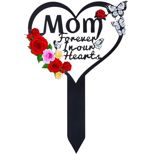 JMZYJZH Cemetery Decorations for Grave Mom, Grave Decorations for Cemetery, Memorial Heart Graves Markers for Outdoors