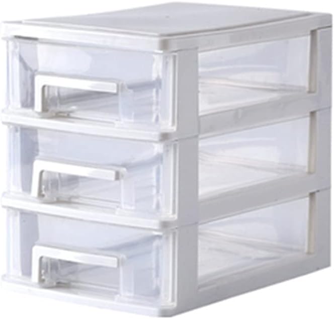 STOBOK 2pcs Transparent Drawer Type Storage Box Layers Mini Organizer for Cosmetics Sundries White Clear Plastic Makeup Storage for Desktop