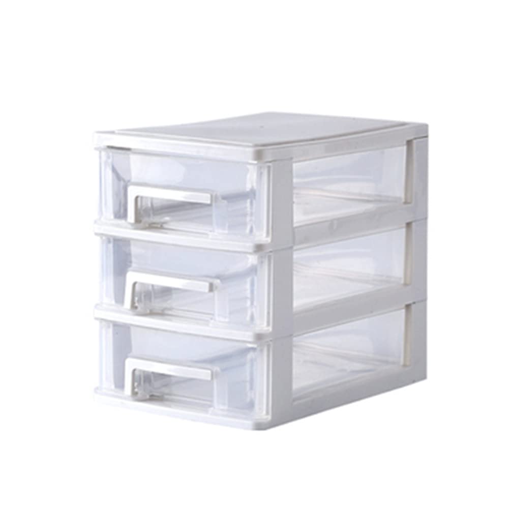 STOBOK Cosmetics Storage Box 2 Pcs 3 Layer Desktop Drawer Type Storage Bin for Makeup Pp Plastic