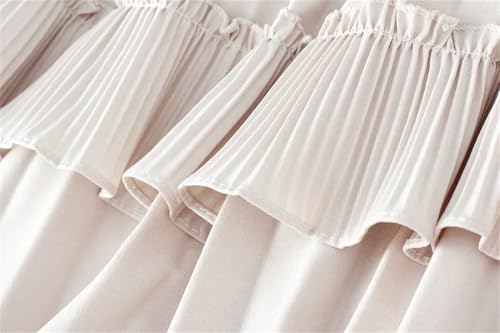 Women Solid Color Pleated Mesh A-Line Skirt Women's Casual High Waist Irregular Full Skirt3