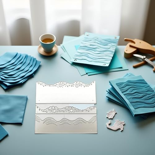 Summer Ocean Metal Cutting Dies - Beach Wave Stencils for Scrapbooking and DIY Crafts | Die-Cut and Emboss Tools with Sea Theme,Craft Dies, Summer Craft Supplies