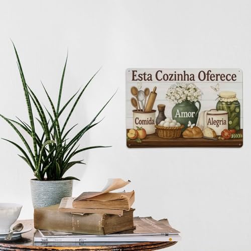 Plaque en métal vintage pour cuisine portugaise - Décoration murale - 20,3 x 30,5 cm – vue 5