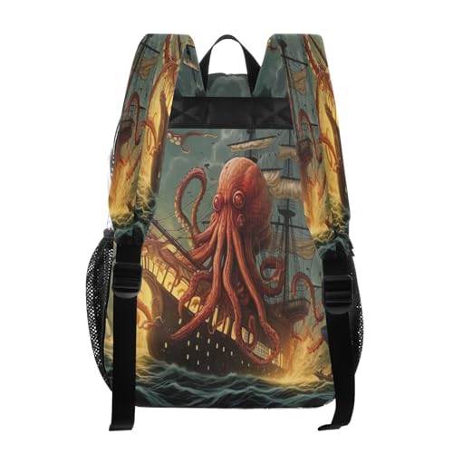 Sea Octopus Wave Clear Backpack - Stadium Approved Large 15.7-inch Waterproof Transparent Bag for Sports, Concerts, Work, Travel#1833