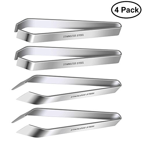 MyLifeUNIT Pinzas para hueso de pescado, pinzas para pollo, de acero inoxidable, planas y inclinadas (paquete de 4)