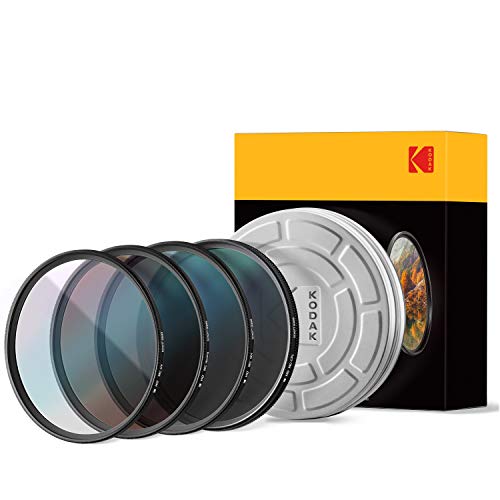 KODAK 105mm Schott Glass Filter Set | Pack of 4 UV, CPL, ND4 & Warming Filters for Various Effects | Slim Waterproof Polished Nano Multi-Coated 16 Layers | Retro Case & Mini Guide | PhotoGear +