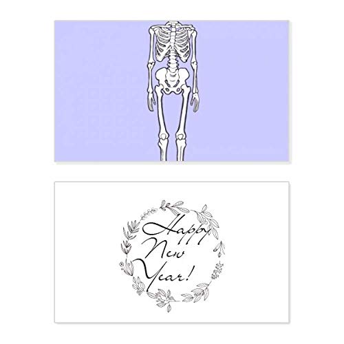 Tarjeta conmemorativa de año nuevo e ilustración del esqueleto humano