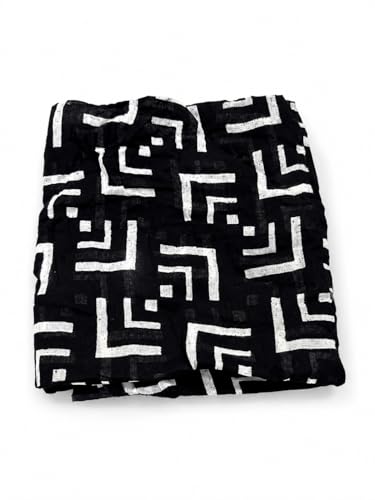 Image of Tz-Women's Pure Cotton Dupatta, Black and White Floral Print, 2.5 Metres, Lightweight Summer Wrap pk-001