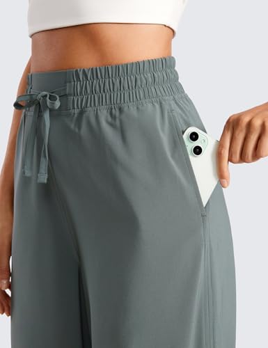 Image of CRZ YOGA Lightweight Wide Leg Crop Pants 25 inch | Casual, Travel, Comfy, Soft, Split, Loose Fit, Pockets, for Women