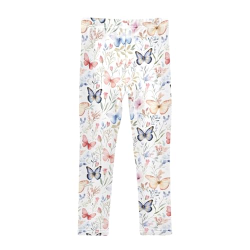 senya Girls Printed Leggings Yoga Pants Watercolor Butterfly Flower Pattern for Kids in 4t to 10 Years, 4T2