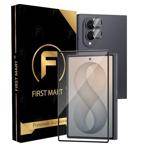Image of FIRST MART Tempered Glass for Samsung Galaxy Z Fold 8 5G with Black Camera Ring Guard & Installation Kit | HD Clear Edge-to-Edge Screen Protector, Scratch Resistant, Case-Friendly | Pack of 1