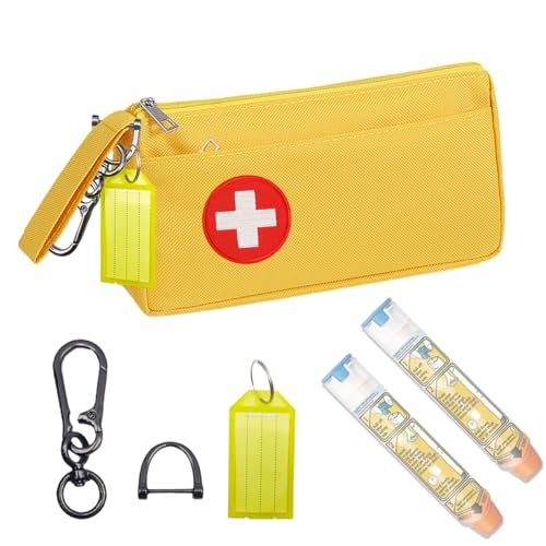 MAGNEECH 1 Pcs EpiPen Carry Case,Epi Pen Case with Medical Alert Tag,Travel Medication Organizer Bag- Convenient Travel Case for Allergy and Diabetes(Bright Yellow)