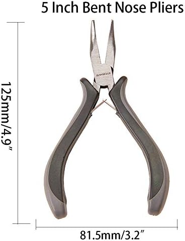 SUNNYCLUE 5 Inch Bent Nose Pliers 45-Degree Bent Nose Curved Serrated Jaws Small Thin Needle Nose Micro Chain Nose Pliers Precision Fine Pliers Beading Tool for DIY Jewelry Making