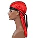 Deepth 3PCS Two Tone Silky Durags Satin Doo Rag 360 Waves with Long Tail Wide Straps for Men Women (Black/White, Red/Black, Blue/Black, 3)