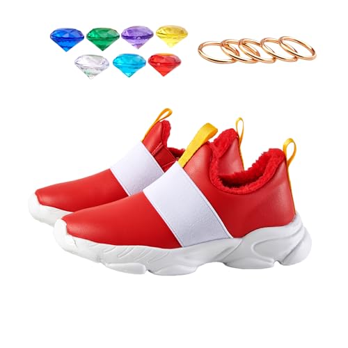Winter Shoes for Boys Girls Kids Red Color Sneaker with Sonic Birthday Supplies Rings and Gems