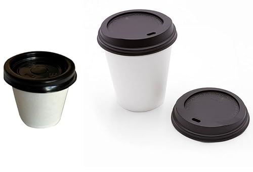 Nicoletti KIT 200 pezzi ESPRESSO e RISTRETTO : 50 tazzine bicchieri carta 100 ml 4oz con 50 coperchi + 50 bicchierini carta 75 ml 2.5 oz con 50 coperchi ideali per Asporto Bar Caffe