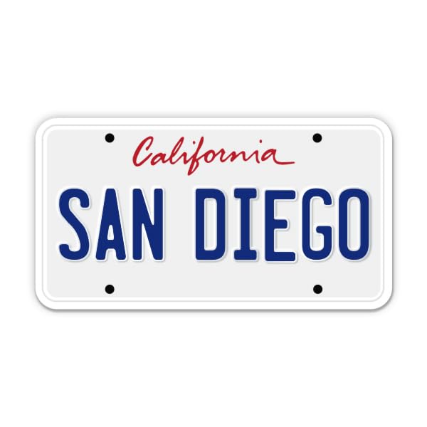 Squiddy San Diego California State License Plate Style - Vinyl Sticker for Car, Laptop, Notebook (5" Wide)