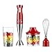 COMFEE' Frullatore a immersione, in acciaio inox, a 2 livelli, multiuso da 550 Watt, bicchiere da 600 ml, frullatore e frusta, perfetto per alimenti per bambini, frullati, salse e zuppe, rosso