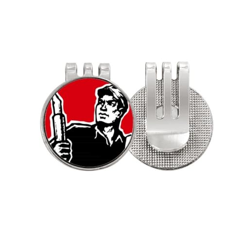 Marcador de pelota de golf patriótico rojo evita pérdidas con clip magnético esmaltado