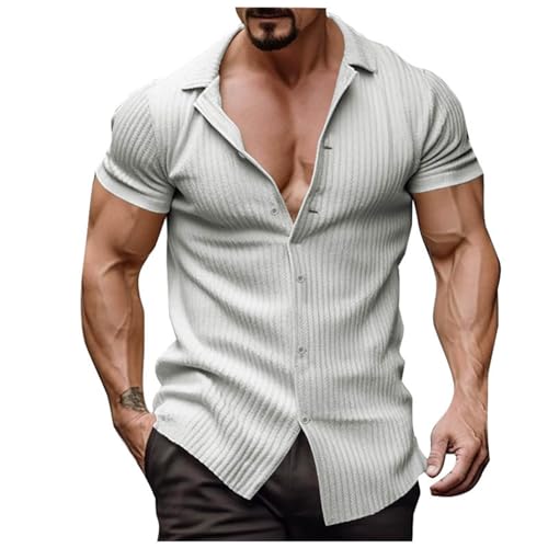 Men's Shirt Slim Vertical Strip Short Sleeve Summer Fashion Casual Lapel Men's Top Trend Long Floral