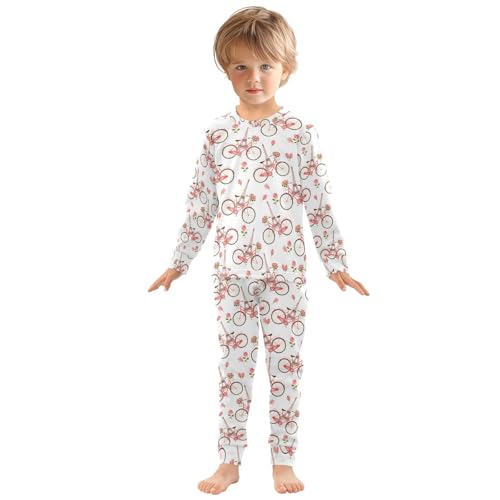 ALAZA Eiffel Flower Tower Blossom Bike Pajamas Long Sleeve Sleepwear 2-Piece Pajama Set3