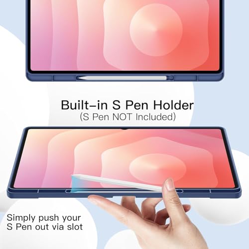 Image of TechTrendz Smart Trifold Flip Case for Samsung Galaxy Tab S11 Ultra 14.6 inch[SM-X930, SM-X936B] Support S Pen Magnetic Attachment Shockproof Stand Flip Cover Compatible for S11 Ultra (Navy Blue)