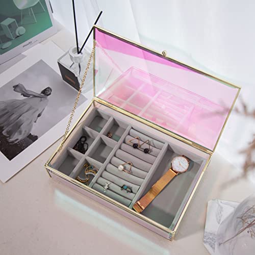Moosy Life Aurora Borealis Glass Jewelry Box Storage Organizer For Earnings, Rings, Necklace, Pendant, Bracelets (Medium) #TOP1