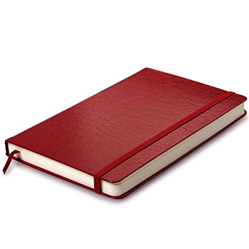 Journal | Notebook Hardcover - Beautiful Crocodile Faux Leather Textured size A5 (8.25 x 5 ) Diary, with Premium Ivory Acid-Free 120 gsm Paper, Lightly Ruled, 160 Pages, RED by CAMOLEAF