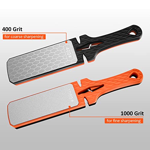 Diamond Sharpening Stone, 5-In-1 Knife Sharpening Stone Double-Sided 400/1000 Grit Honeycomb Surface Knife Sharpener Stone Whetstone Ceramic &Tungsten Steel Scissors Knives #TOP3