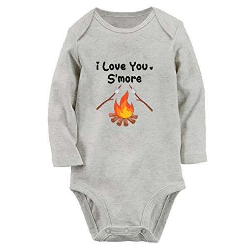 iDzn I Love You S'more Bonfire Marshmallows Funny Romper, Newborn Baby Bodysuits, Infant Jumpsuits, Kids Long Sleeve Clothes