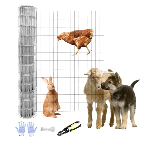 Tongmo 4 ft x 100 ft Galvanized Welded Wire Fence, 16GA Garden Chicken Wire Fence Roll, Mesh Size 2" x 4"Hardware Cloth, Ideal for Yard Protection and Poultry Netting