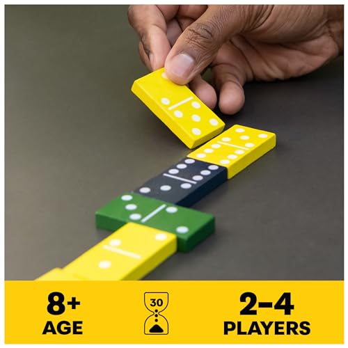 Double-Six Dominoes de Madera con Estuche de Bambú miniatura 2