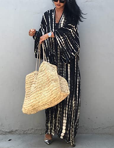 Image of Bsubseach Stylish Tie Dye Open Front Long Kimono Swimsuit Coverup for Women