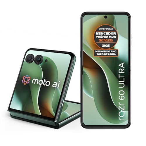 Smartphone Motorola Razr 60 Ultra - 1TB 32GB (16GB RAM+16GB Ram Boost) Snapdragon 8 Elite Tela dobrável 7" e externa 4” Moto AI 50MP camera - Verde