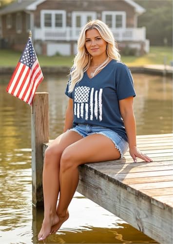 Image of ForHailey Women's Plus Size Short Sleeve Tee Shirt V Neck Basic Ladies Loose Fit T Shirt 1X-5X