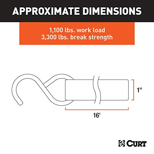 Curt 83027 1-Inch X 16-Foot Lime Green Nylon Ratchet Strap, 3,300 Lbs. Break Strength #TOP1