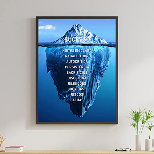 Quadro Decorativo Grande Emoldurado Ponta Iceberg Do Sucesso Para sala quarto 40X60CM