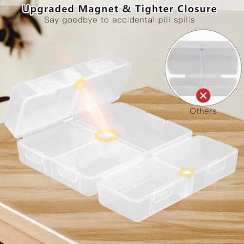 Image of FYY Travel Pill Organizer,7 Compartments Small Pill Box Medicine Case-Clear