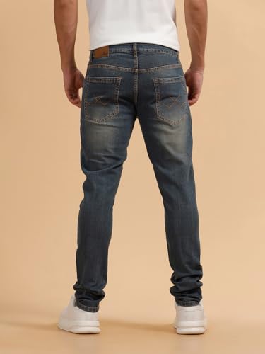 Buy WROGN Men's Cotton-Lycra Jeans | Stonewash | Slim Fit | Blue | 28 at Amazon.in - Image 5
