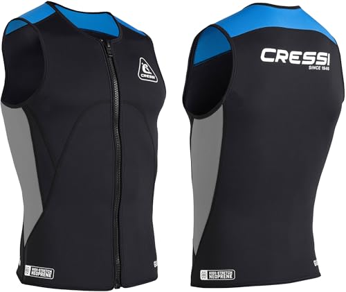 CRESSI Men\'s Guardian Neoprene Zipper Vest 2mm Doppelt Gefütterte Neoprenweste mit Reißverschluss, Schwarz/Blau, L/4 CRESSI Men\'s Guardian Neoprene Zipper Vest 2mm Doppelt Gefütterte Neoprenweste mit Reißverschluss, Schwarz/Blau, L/4