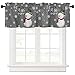 Window Valance Rod Pocket Short Curtain Panels Winter Falling Snowflake and Snowman Kitchen Valances Curtains, Merry Christmas Grey Back Window Treatments Drapes for Living Room Bedroom Decor