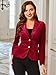Allegra K Women's Notched Lapel Vintage Office Button Front Velvet Blazer X-Small Burgundy