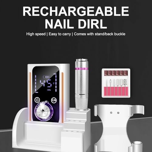 Polisseuse à ongles électrique portable 45 000 TR/Min écran LCD pour manucure - 5