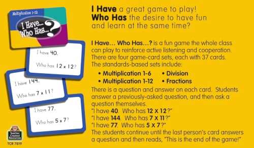 Image of Teacher Created Resources I Have... Who Has...? Math Games Grades 3-4 (7819)