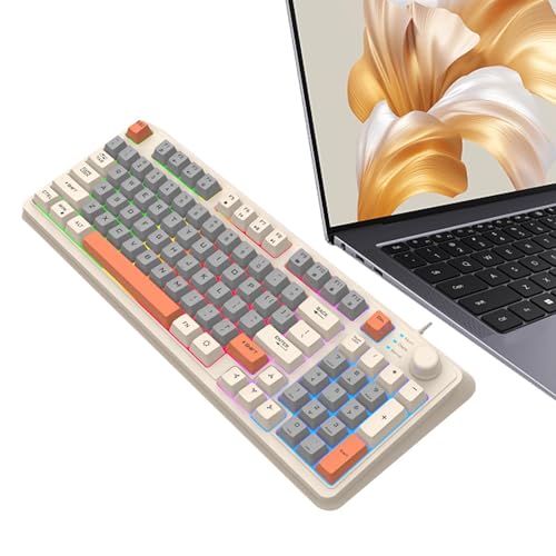 Clavier mécanique rétroéclairé pour jeux PC, avec câble tricolore K82 | Clavier avec éclairage LED pour bureau, configuration pour jeux, touches mécaniques pour gamers, accessoire compact paire