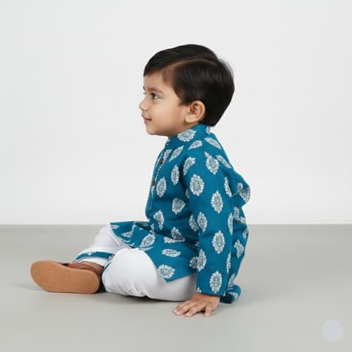 Image of Baby Ethnic Wear Festival Organic Cotton Soft and comfortable Dhoti Kurta Set Saraswati Puja Dress Panjabi for Kids Boy Girls