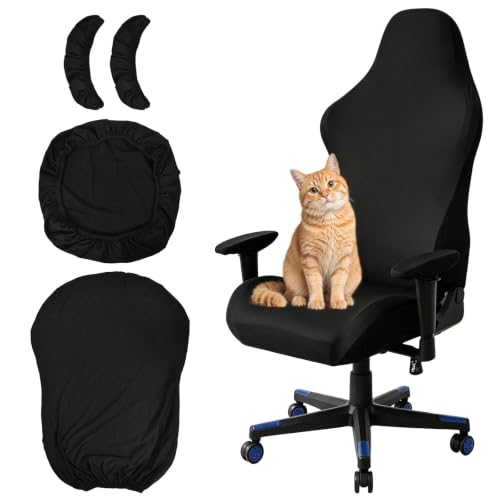 VGECEE Gaming Stuhlhussen 4 Stück Stuhlhussen Gaming Stuhl Bezug Computerstuhl mit Armlehnen Dehnbare Abnehmbar Waschbar Gamingstuhl Bezüge bezug für Computerstuhl Gamning-Stuhl Drehstuhl Sesse