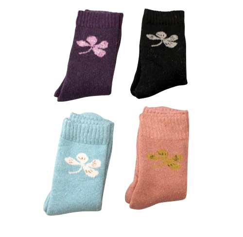 Dependable Industries inc. Essentials 4 Pair Ladies Women's Trendy Wool Socks Winter Athletic Crew Sock Warm Hiking Mid Calf