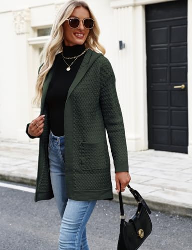 CiCiBird Womens 2025 Fall Hooded Cardigan Sweaters Cable Knit Open Front Coatigan Long Sleeve Sweater Coat with Pockets3
