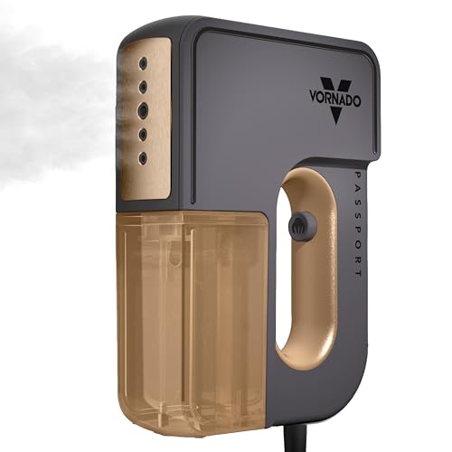Vornado Passport Handheld Travel Garment Steamer, Integrated Hanger, 13 Minute Continuous Steam, 20-Second Heating Time, Phantom